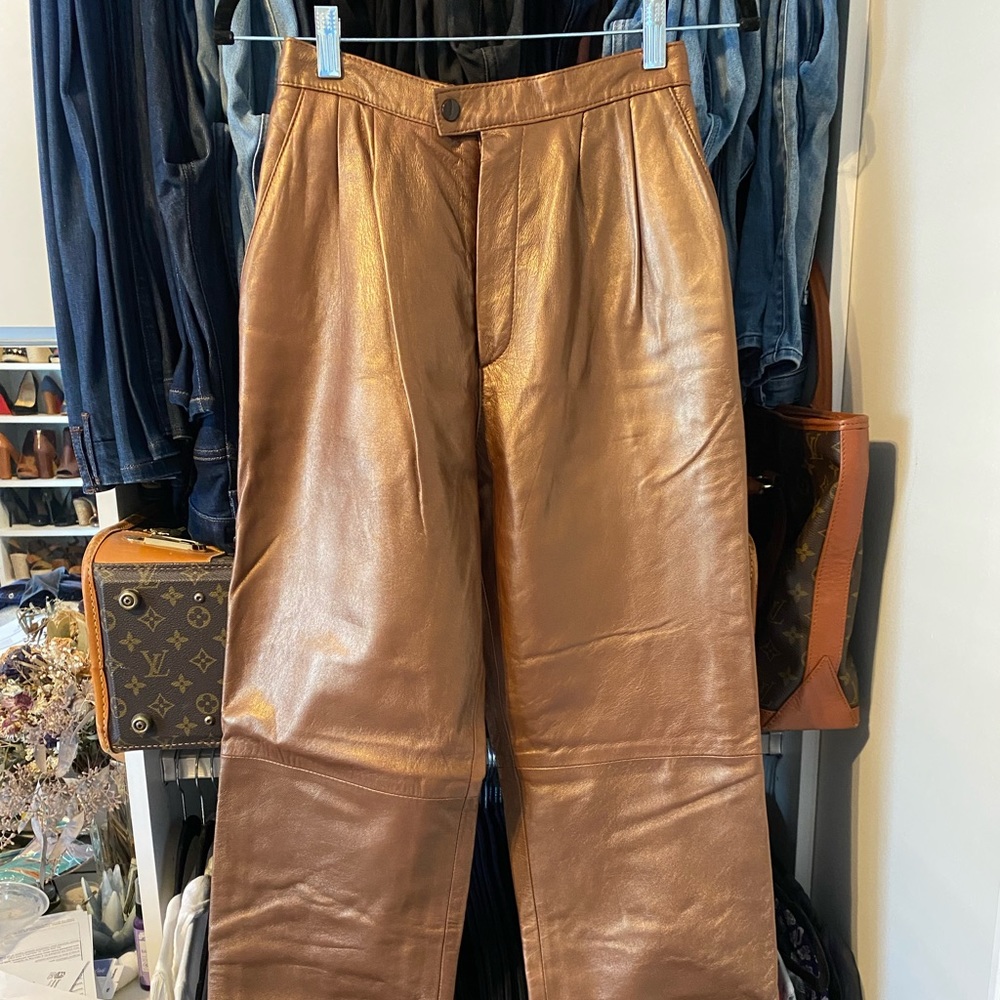 Copper Leather Pants. Stunning Vintage Copper Leather! Gem